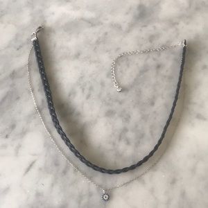 Bauble Bar choker with silver chain attached